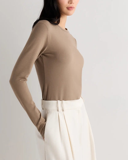 Stretch Cotton Jersey Cropped Fitted Long Sleeve T-Shirt - US 1325