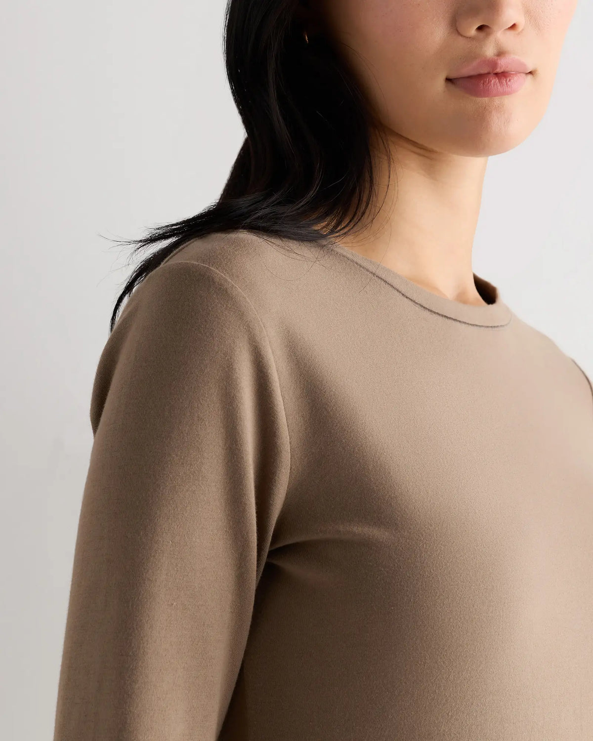 Stretch Cotton Jersey Cropped Fitted Long Sleeve T-Shirt - US 1325