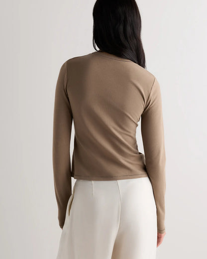 Stretch Cotton Jersey Cropped Fitted Long Sleeve T-Shirt - US 1325
