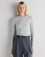 Stretch Cotton Jersey Cropped Fitted Long Sleeve T-Shirt - US 3393