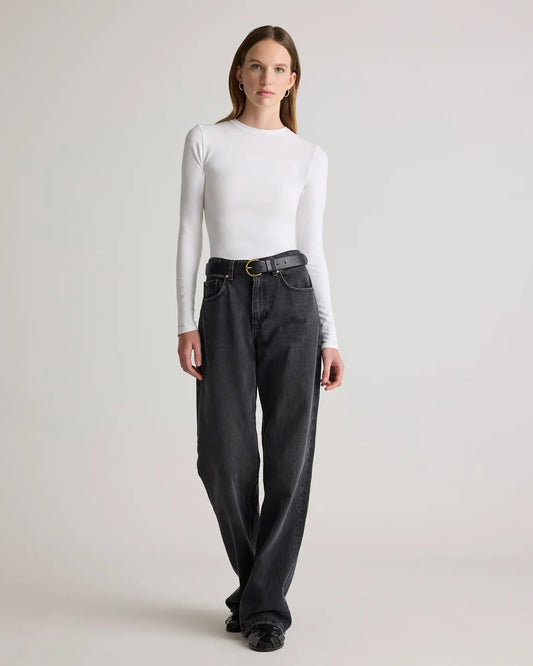 Stretch Cotton Jersey Cropped Fitted Long Sleeve T-Shirt - US 7439
