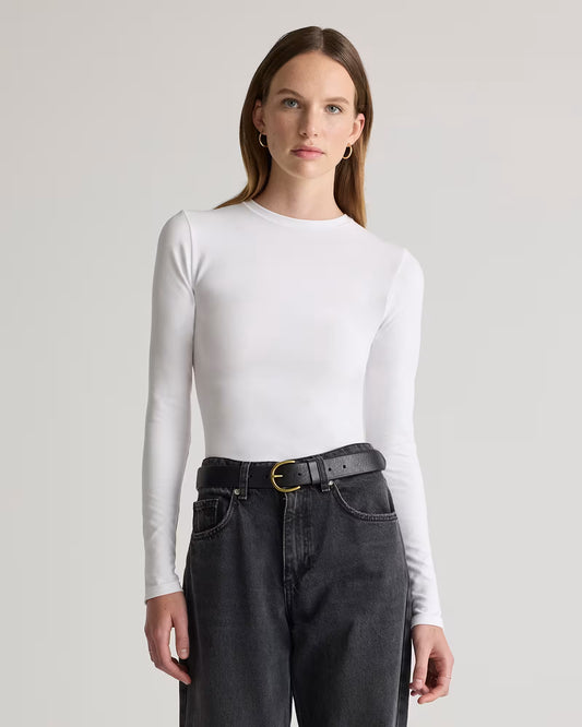 Stretch Cotton Jersey Cropped Fitted Long Sleeve T-Shirt - US 7439
