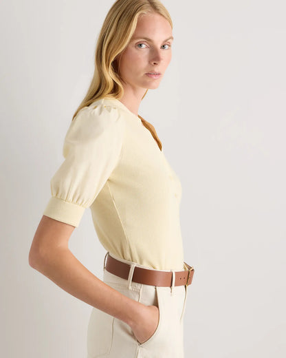 Cotton Mixed Media Puff Sleeve Top - US 4545