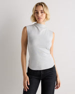 Stretch Cotton Jersey Sleeveless Mock Neck Top - US 3657