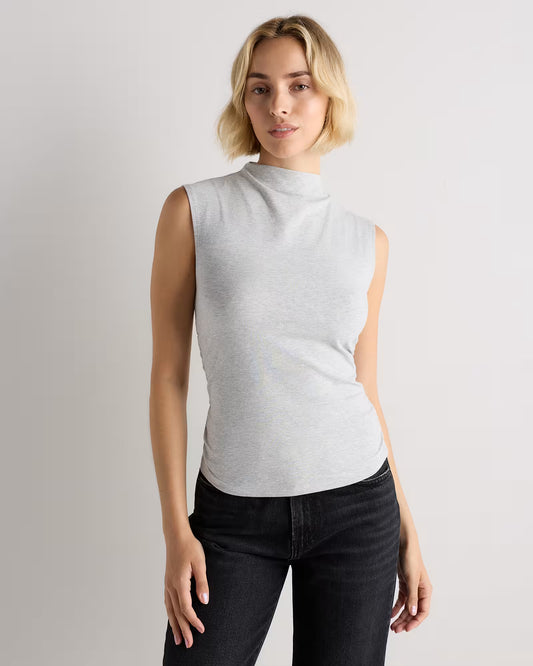 Stretch Cotton Jersey Sleeveless Mock Neck Top - US 3657