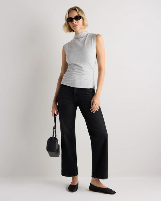 Stretch Cotton Jersey Sleeveless Mock Neck Top - US 3657