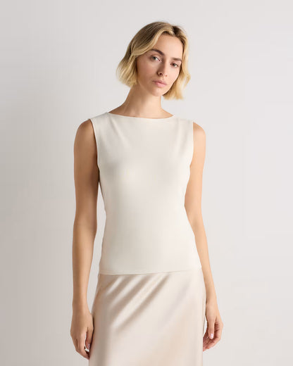 Stretch Cotton Jersey Boat Neck Tank - US 6944
