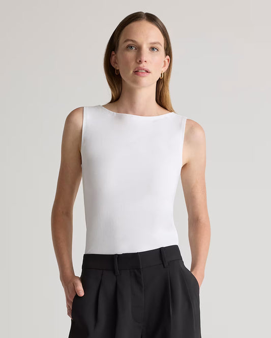 Stretch Cotton Jersey Boat Neck Tank - US 6642
