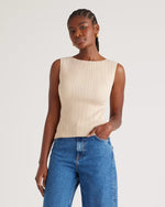Cotton Cashmere Ribbed Tank - US 8154