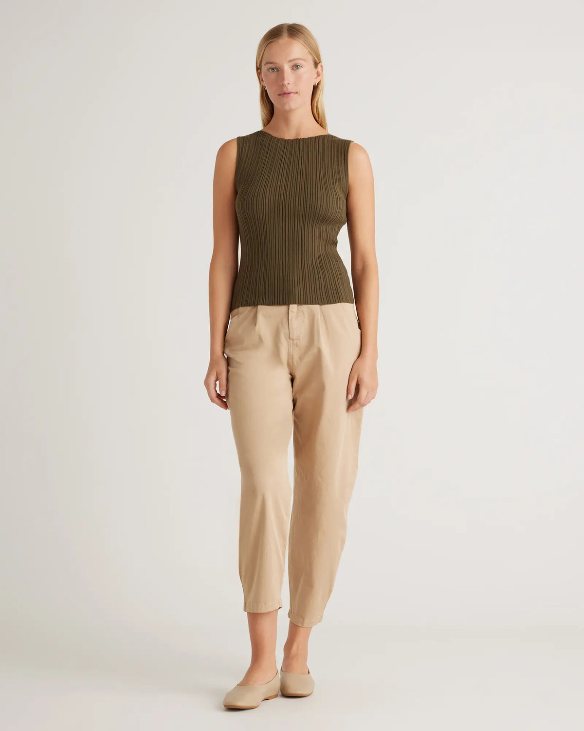 Cotton Cashmere Ribbed Tank - US 3899