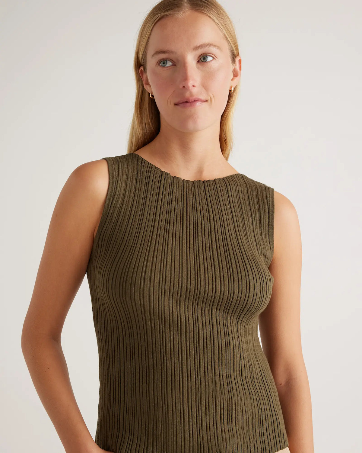 Cotton Cashmere Ribbed Tank - US 3899