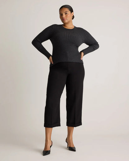 Cotton Cashmere Ribbed Long Sleeve Sweater - US 6536