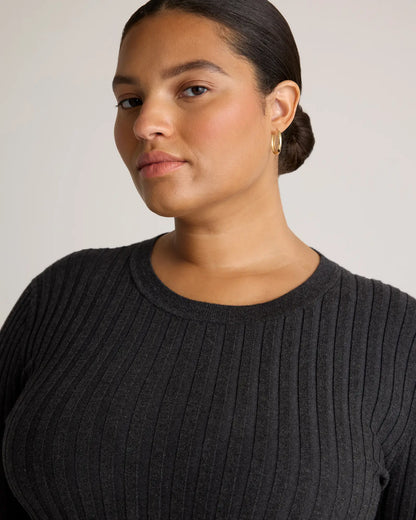 Cotton Cashmere Ribbed Long Sleeve Sweater - US 6536