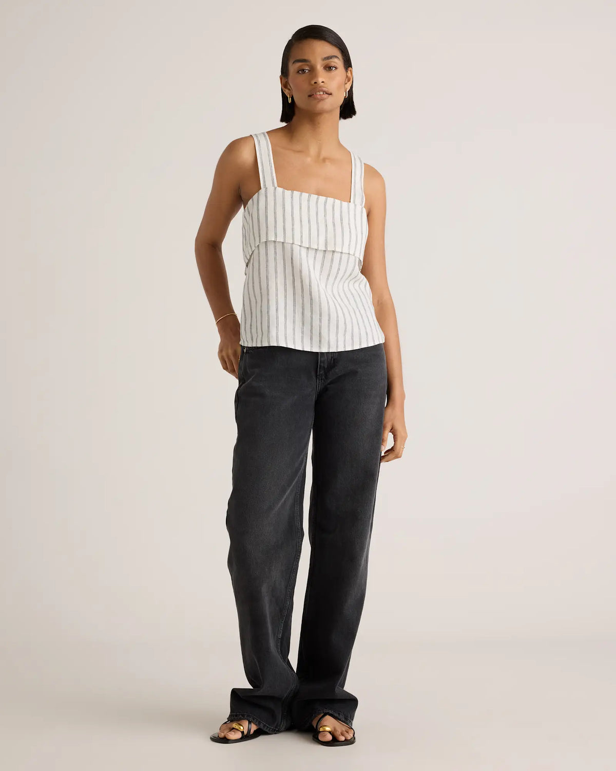 100% European Linen Square Neck Tank - US 4429