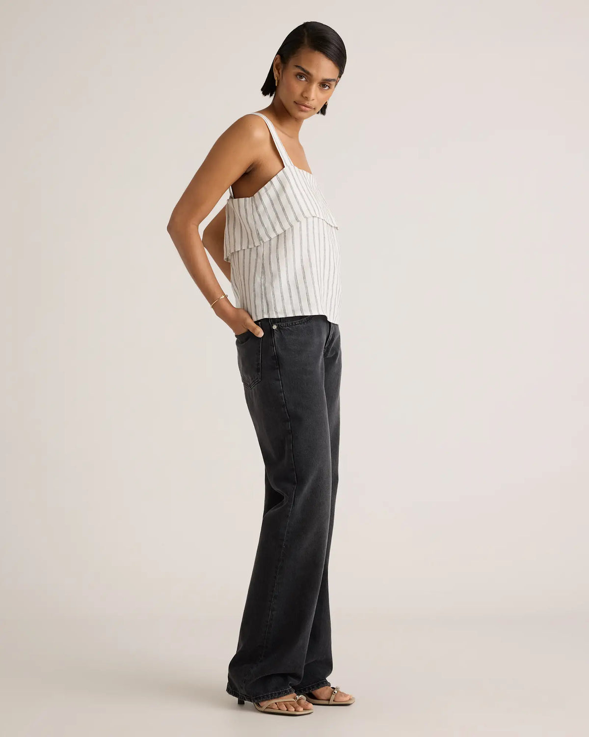 100% European Linen Square Neck Tank - US 4429