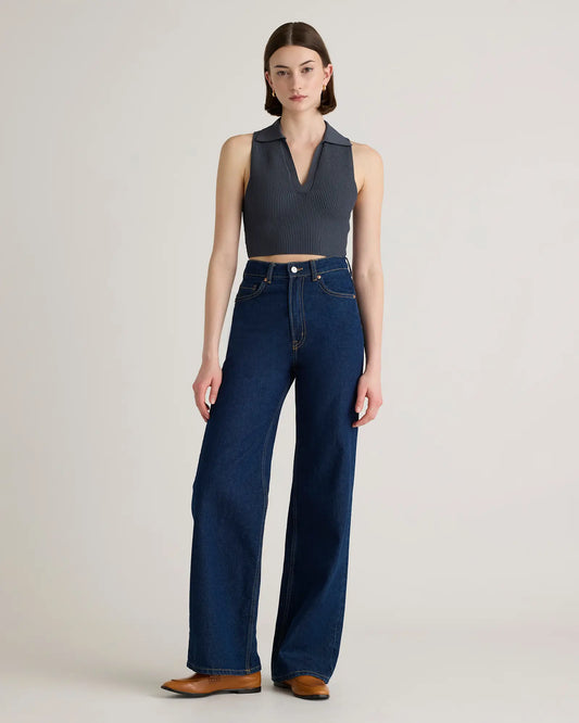 Cropped Polo Ribbed Knit Tank - US 5219