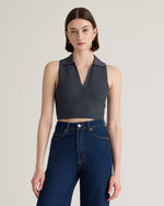 Cropped Polo Ribbed Knit Tank - US 5219