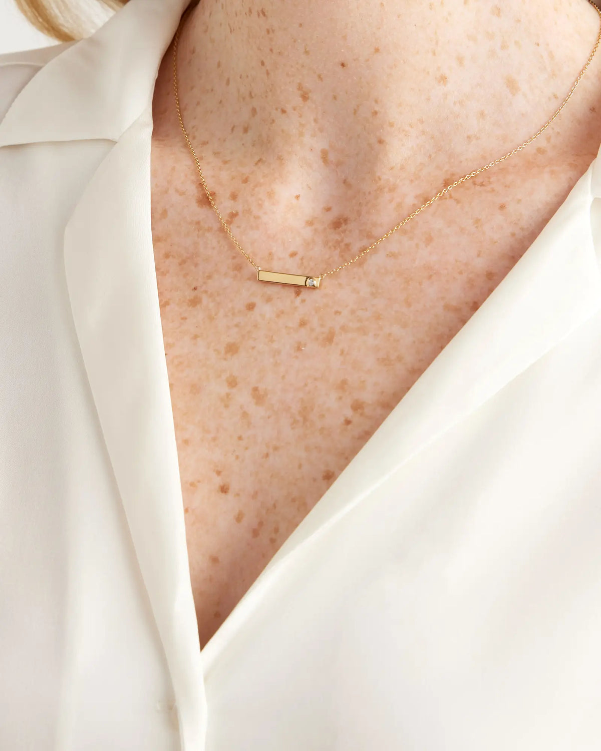 White Sapphire Bar Necklace - US 2662