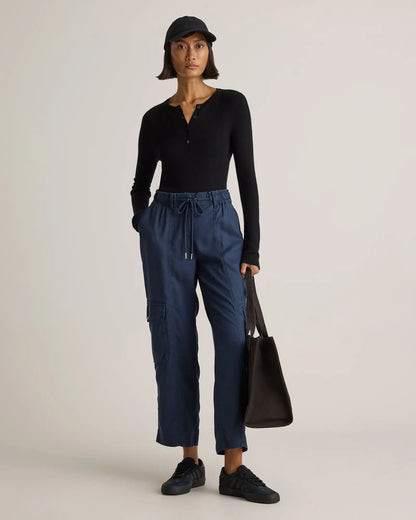 Vintage Wash Tencel Drawstring Cargo Pants - US 9391