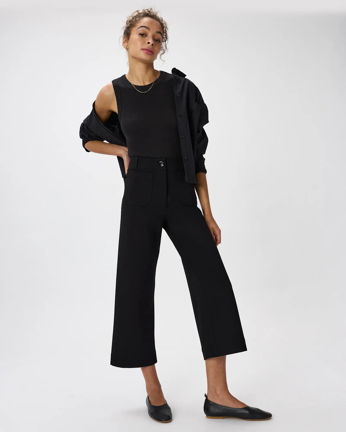 Ultra-Stretch Ponte Cropped Wide Leg Pants - US 4065