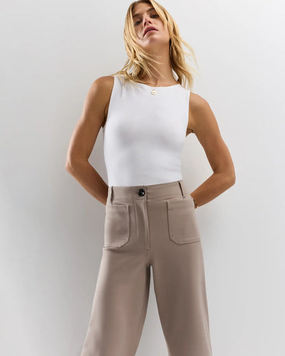 Ultra-Stretch Ponte Cropped Wide Leg Pants - US 9243