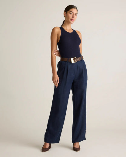 100% European Linen Pleated Trouser - US 2021