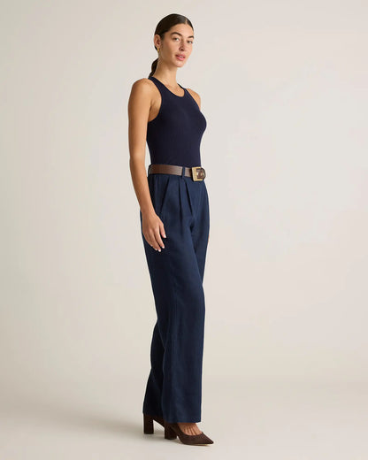 100% European Linen Pleated Trouser - US 2021