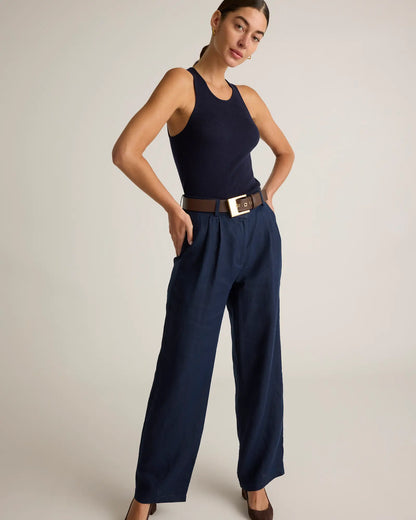100% European Linen Pleated Trouser - US 2021