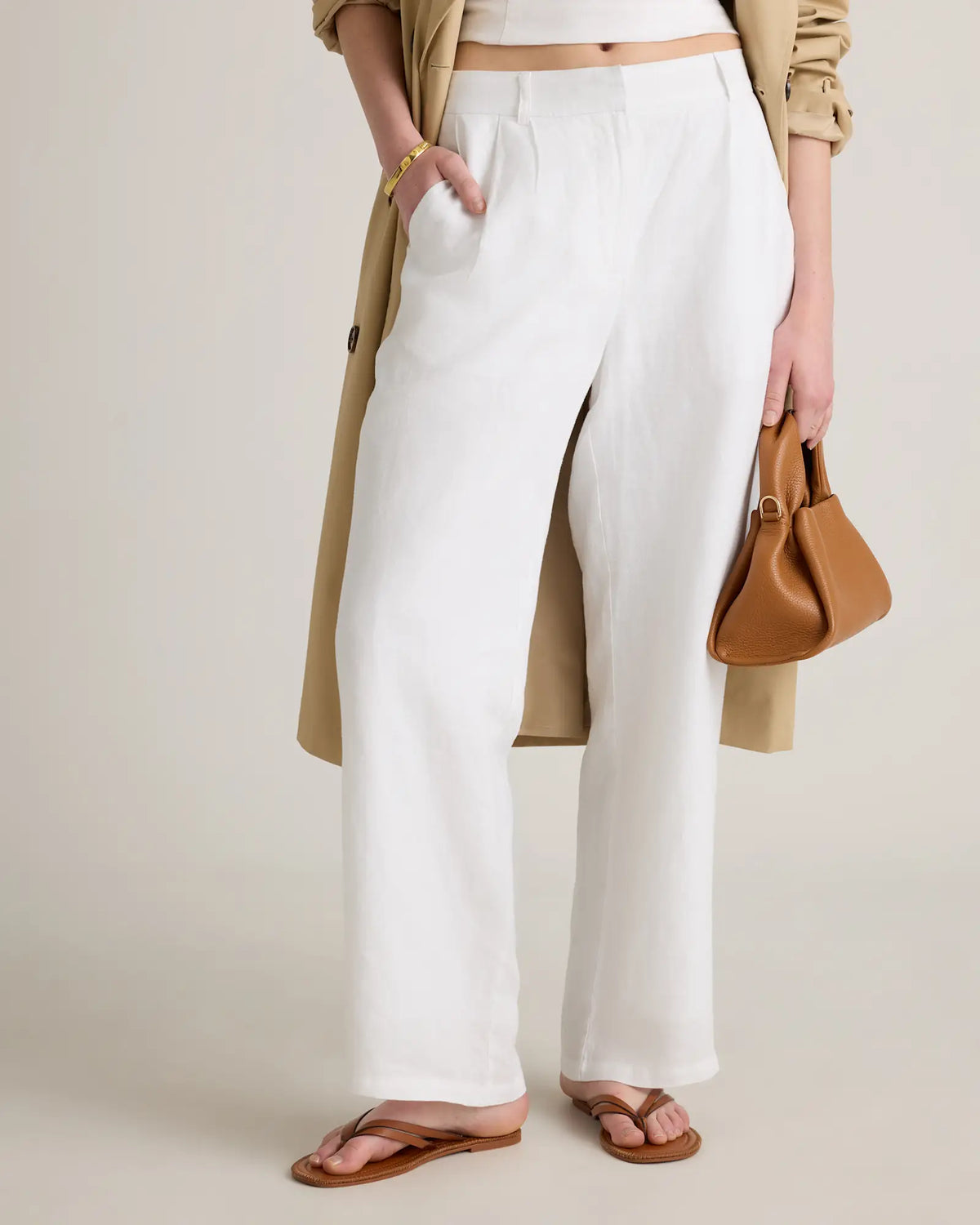 100% European Linen Pleated Trouser - US 7663