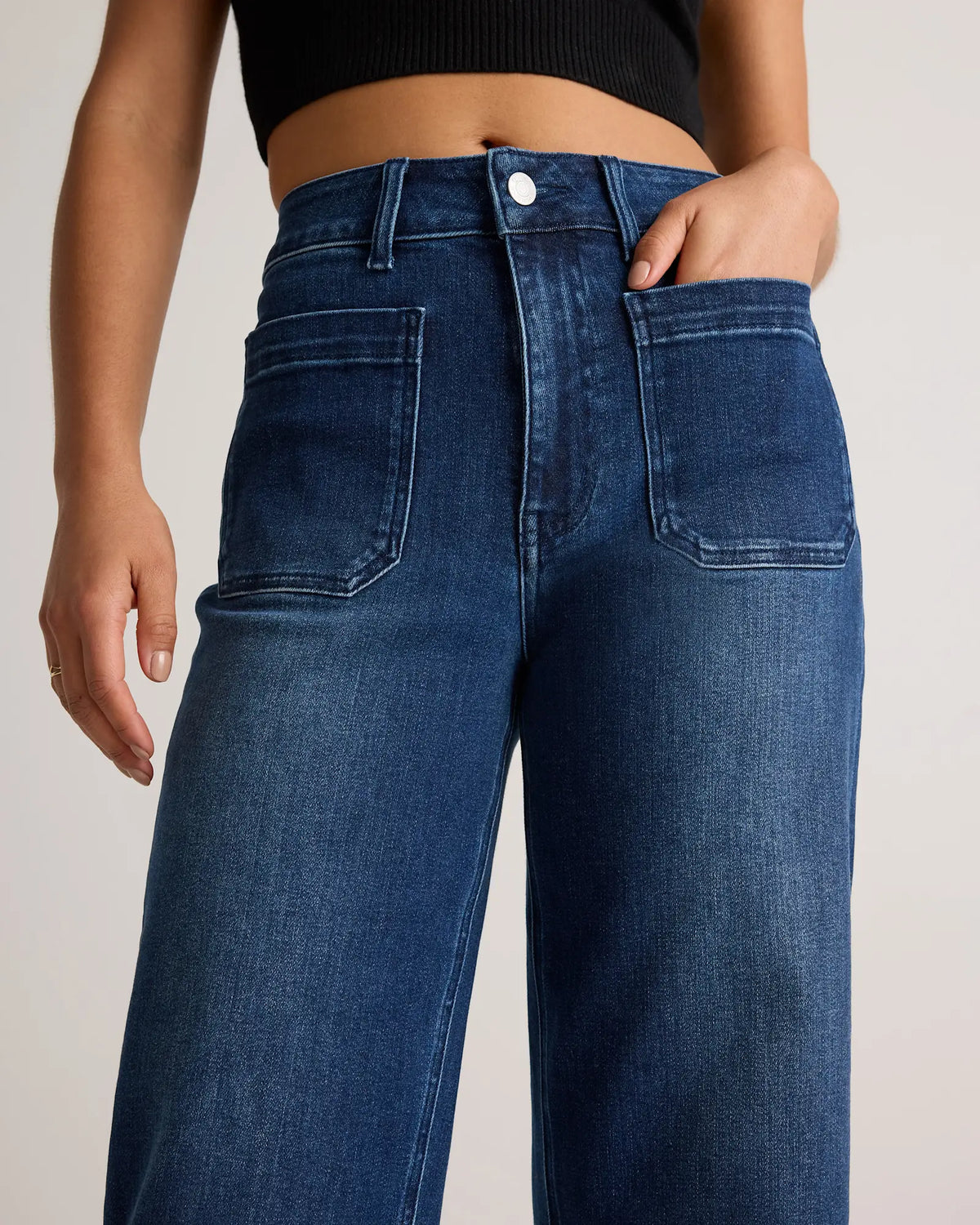 Bella Stretch Patch Pocket Wide Leg Jeans - US 8135