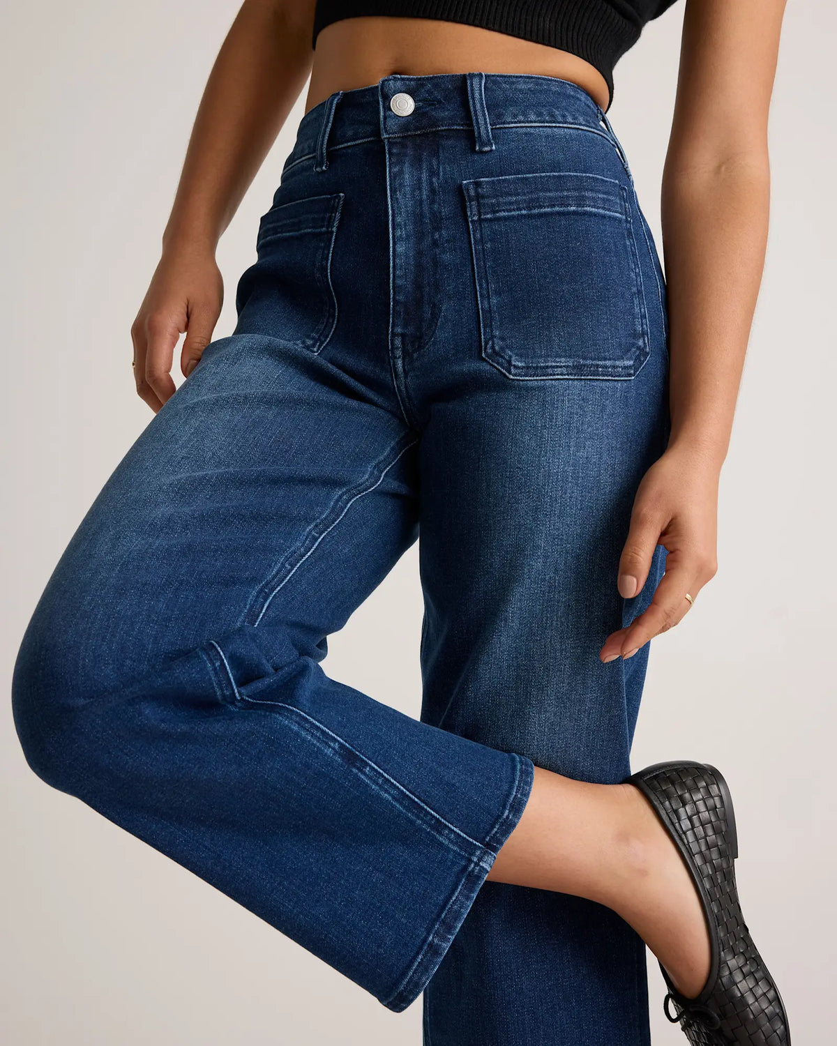 Bella Stretch Patch Pocket Wide Leg Jeans - US 8135
