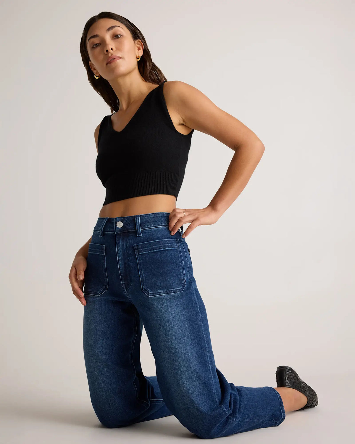 Bella Stretch Patch Pocket Wide Leg Jeans - US 8135