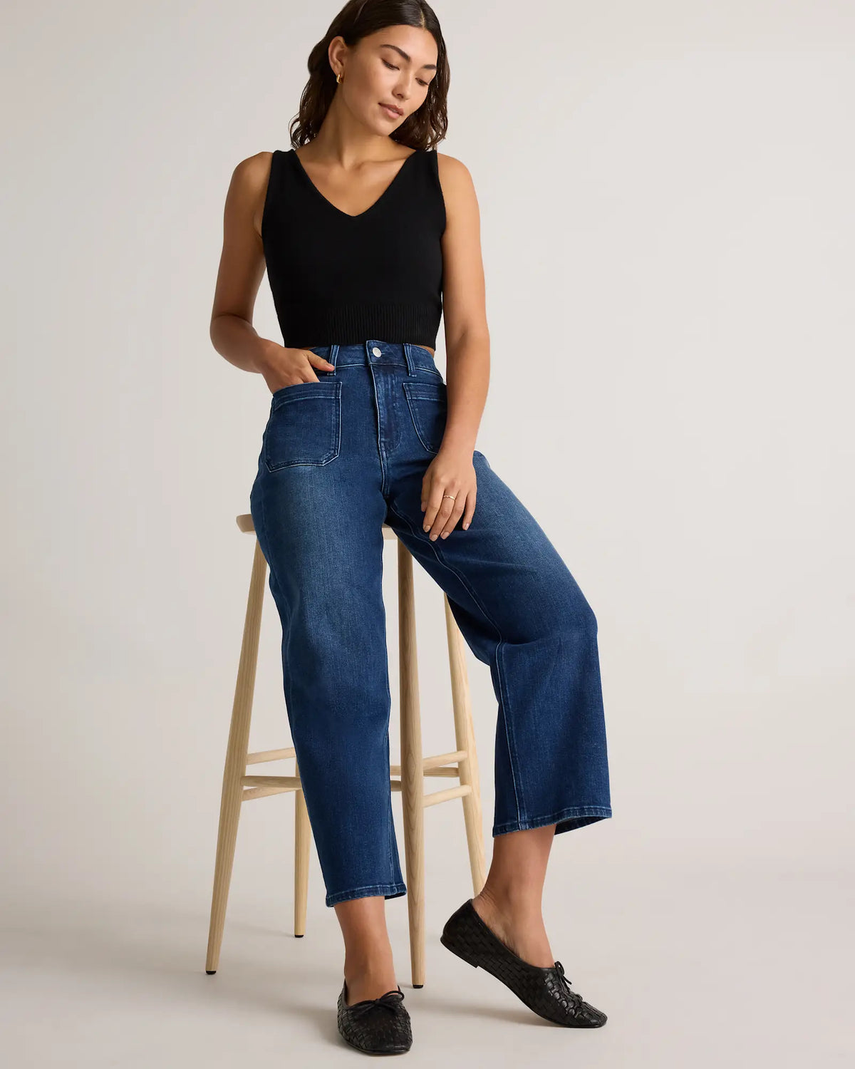 Bella Stretch Patch Pocket Wide Leg Jeans - US 8135