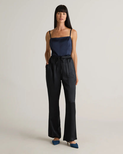 100% Washable Silk Drawstring Wide Leg Pants - US 1338