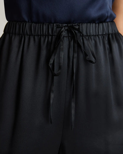 100% Washable Silk Drawstring Wide Leg Pants - US 1338