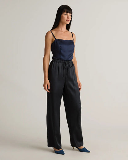 100% Washable Silk Drawstring Wide Leg Pants - US 1338