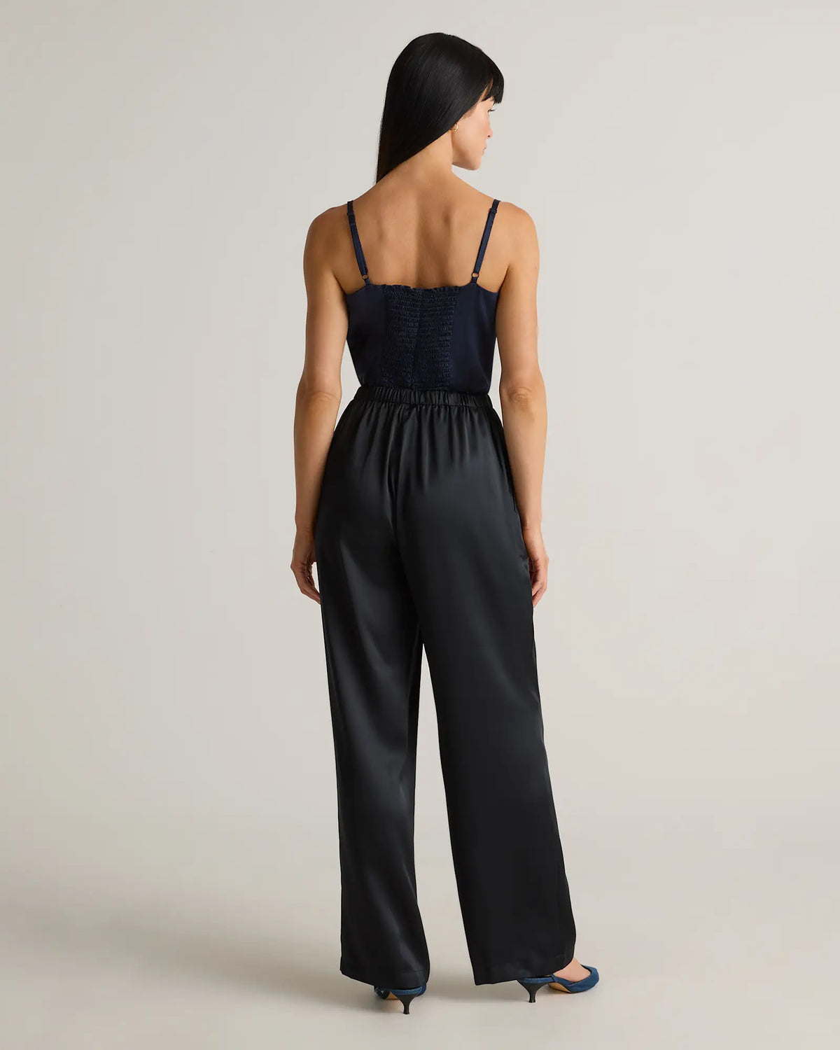 100% Washable Silk Drawstring Wide Leg Pants - US 1338