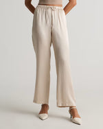 100% Washable Silk Drawstring Wide Leg Pants - US 9091