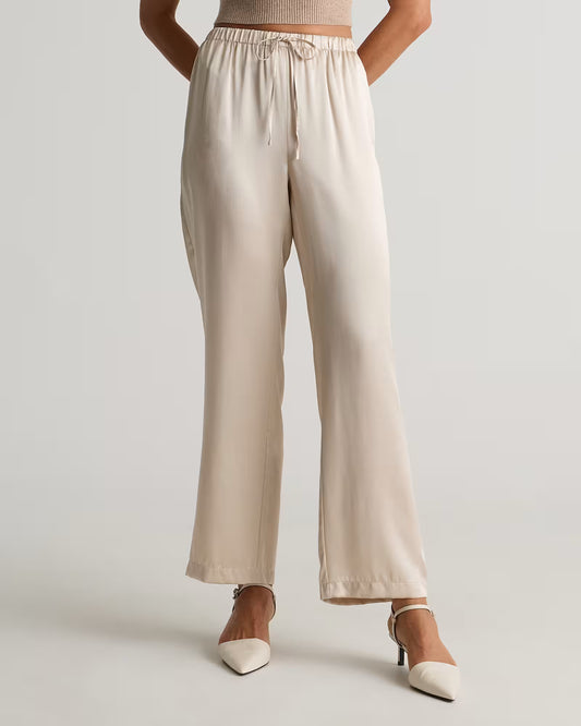 100% Washable Silk Drawstring Wide Leg Pants - US 9091