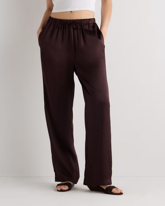 100% Washable Silk Drawstring Wide Leg Pants - US 8099