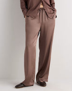 100% Washable Silk Drawstring Wide Leg Pants - US 7645