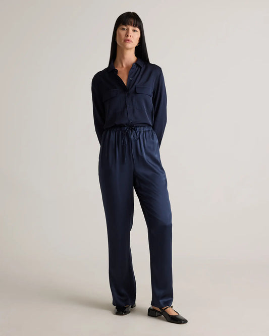 100% Washable Silk Drawstring Wide Leg Pants - US 5821