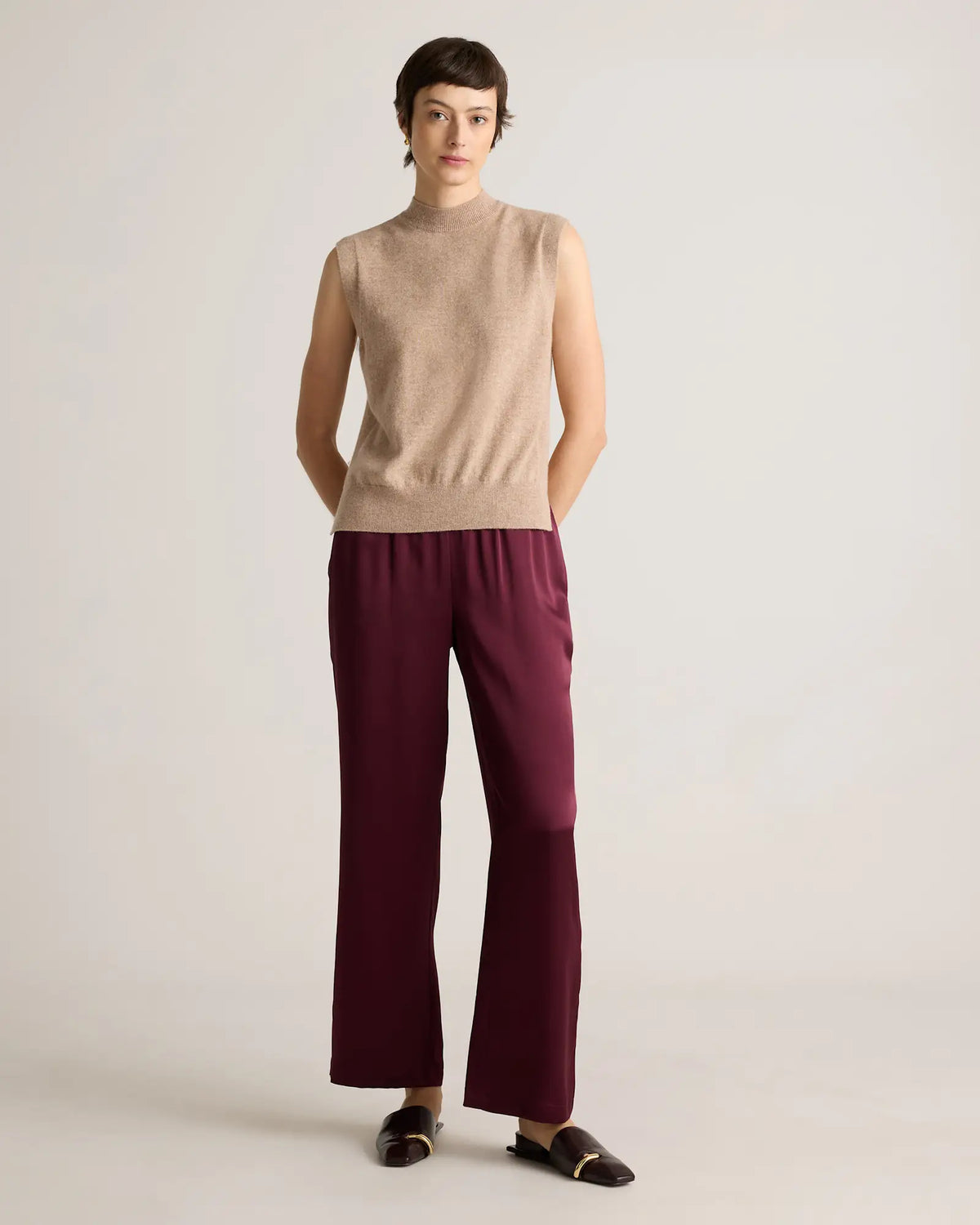 100% Washable Silk Drawstring Wide Leg Pants - US 5348