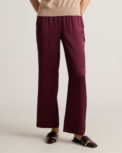 100% Washable Silk Drawstring Wide Leg Pants - US 5348