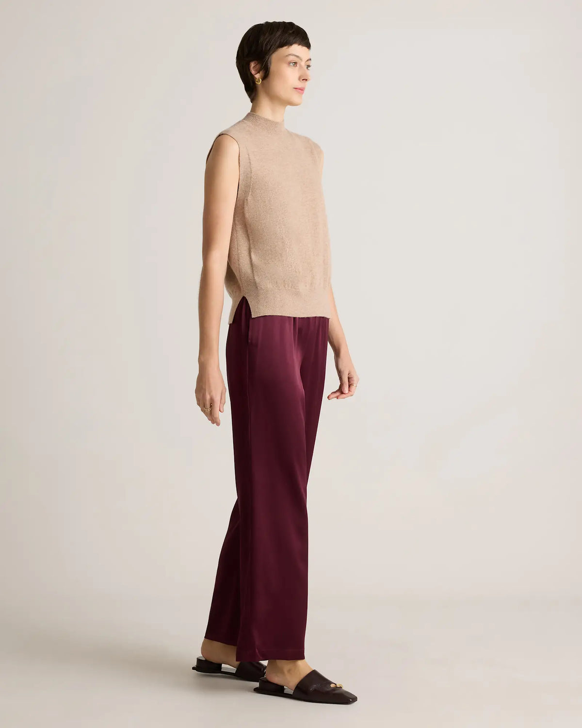 100% Washable Silk Drawstring Wide Leg Pants - US 5348