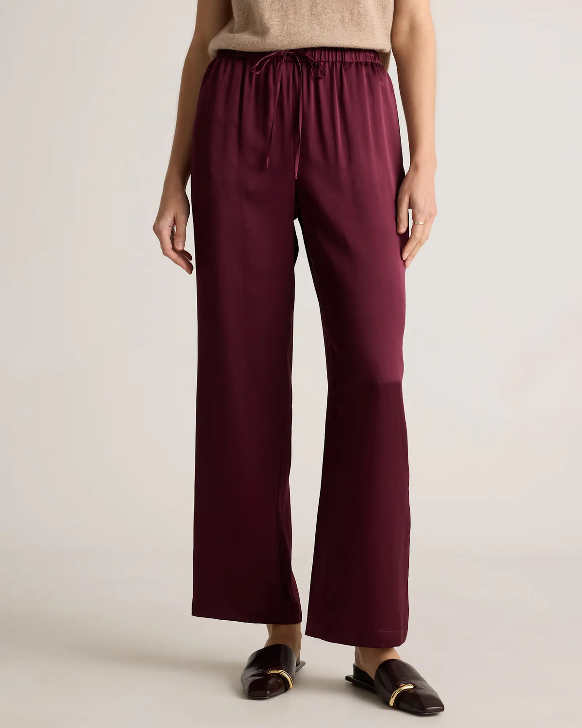 100% Washable Silk Drawstring Wide Leg Pants - US 5348