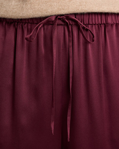 100% Washable Silk Drawstring Wide Leg Pants - US 5348
