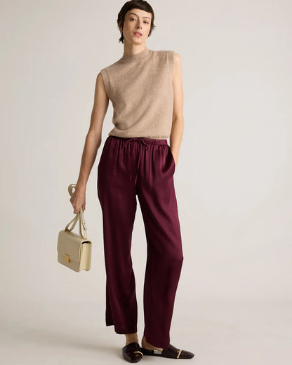 100% Washable Silk Drawstring Wide Leg Pants - US 5348