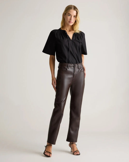Vegan Leather Straight Leg Pants - US 9750