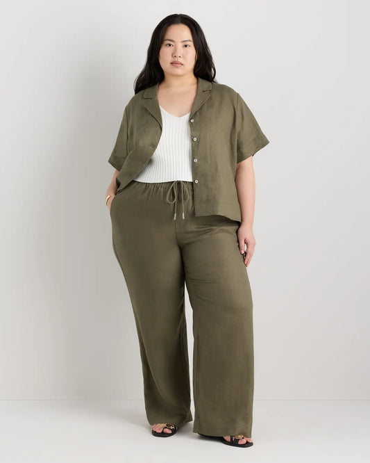 100% European Linen Wide Leg Pants - US 6568